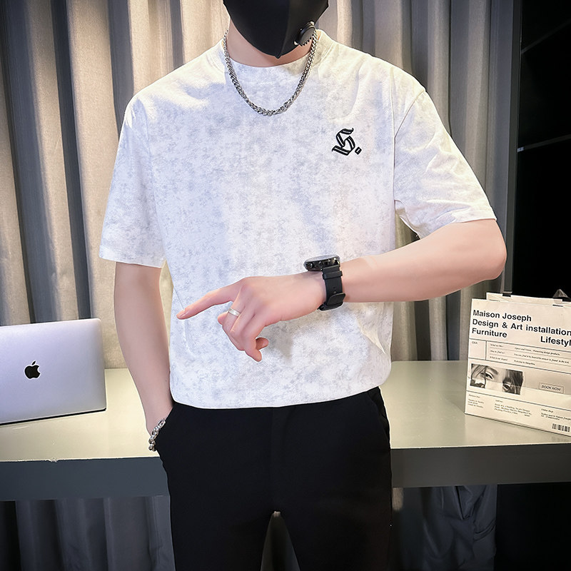 夏季圆领短袖T恤男士刺绣字母流行休闲半袖打底衫TX04-P58,男装T恤,星座712-1