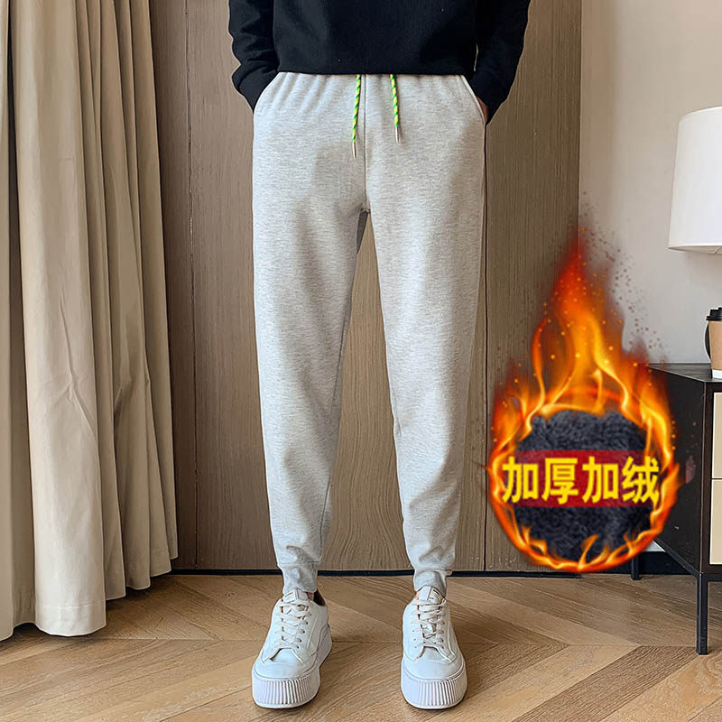 冬季加绒裤男士纯色运动裤潮流宽松哈伦裤束脚卫裤A80P45绒P48,男装休闲裤,星座712-1