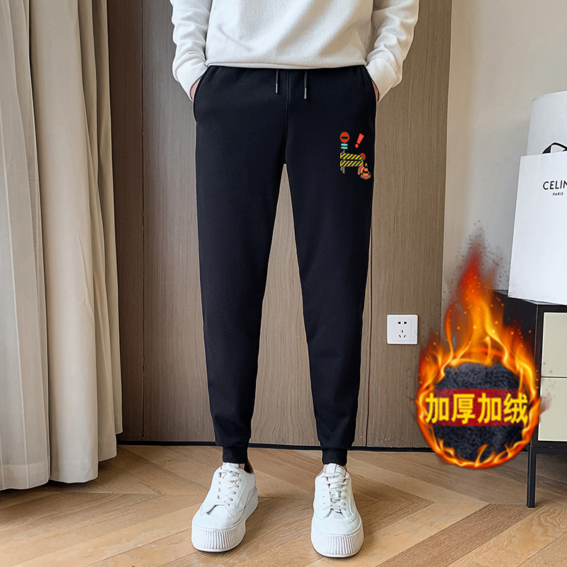 冬季加绒卫裤男士运动裤加厚束脚裤修身小脚裤A77-P45绒P48，男装休闲裤，星座712-1