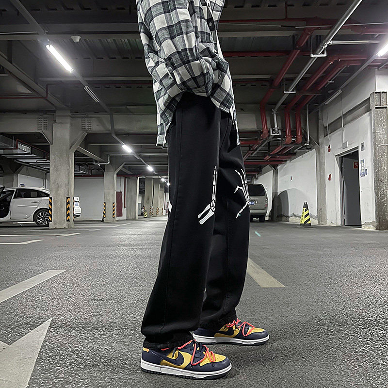 春装新款直筒牛仔裤港风大码宽松拖地裤男女中性休闲裤N10-P55,男装牛仔裤,星座712-1