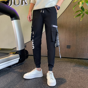 夏季新款男士休闲裤痞帅潮牌多口袋工装裤修身小脚裤脚裤 AK134,男装休闲裤,星座712-1
