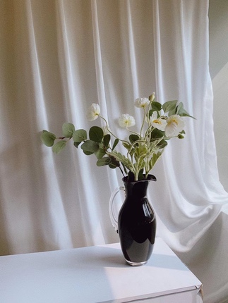 好物手工花瓶艺术品家居琉璃客厅摆件黑色现代简约花瓶玻璃花瓶