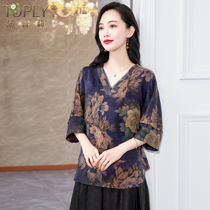 高端品牌桑蚕丝上衣女2025新款