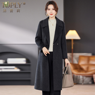 品牌专柜双面羊毛大衣女秋冬新款高级感零羊绒中长款毛呢大码外套