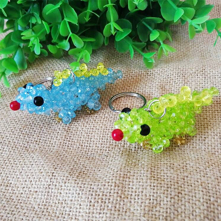 精灵手工串珠小恐龙材料包 手工diy珠子编织钥匙扣 仿水晶小挂件