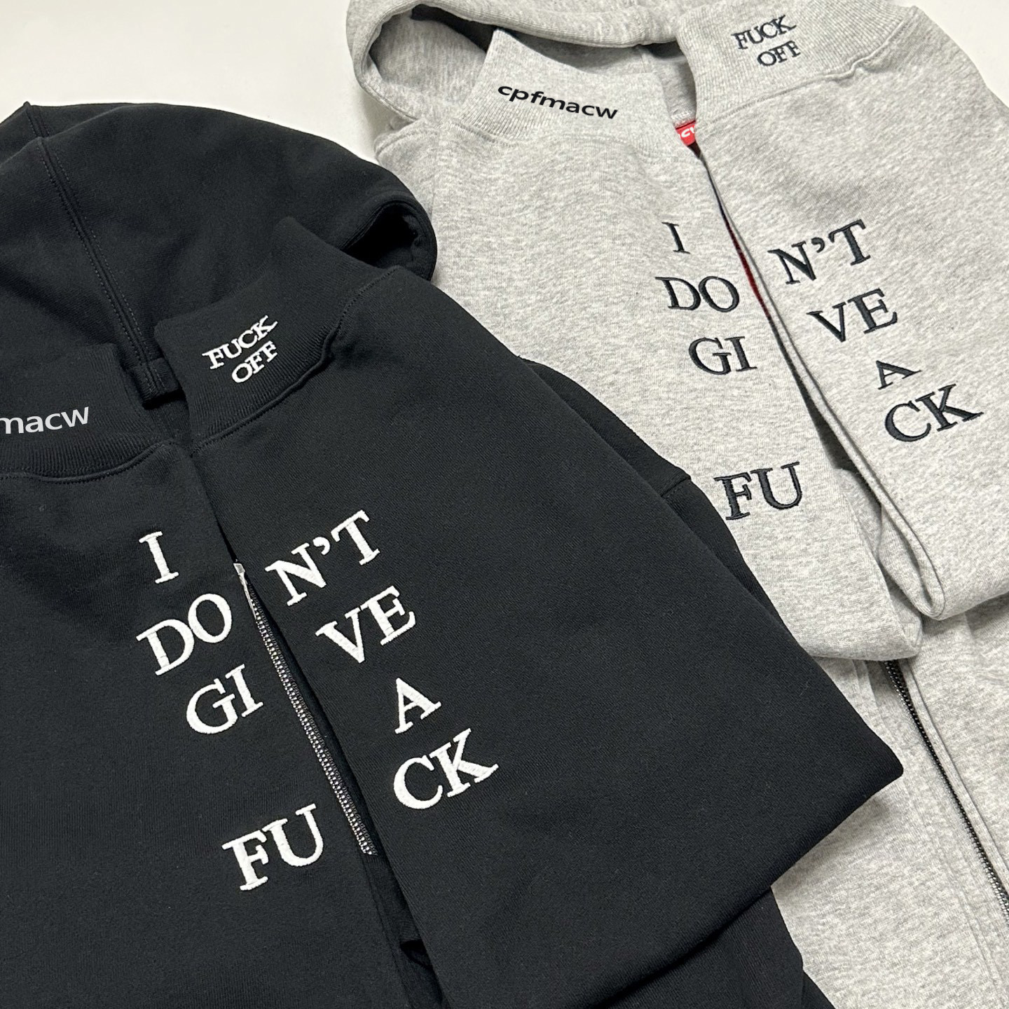 刺绣LOGO脏话拉链帽衫/卫衣