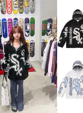 白袜队毛衣 联名款  FW25 ZIP UP HOODED SWEATER 拉链毛绒感毛衣