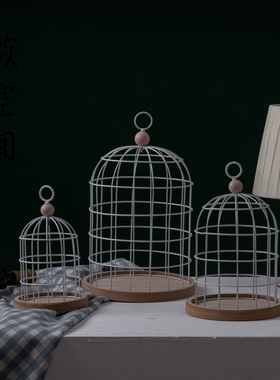 鸟笼烛台收纳客厅摆件托盘
