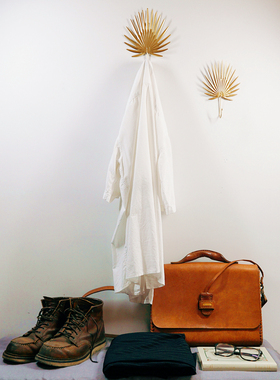 轻奢风金色芭蕉叶衣帽钩装饰品