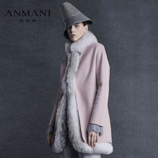ANMANI/恩曼琳毛领直筒中长款棉风衣女大衣两件套K3662402