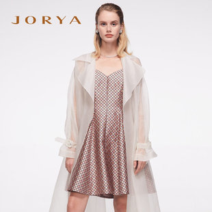 JORYA欣贺卓雅商场同款春季甜美简约小V领收腰显瘦连衣裙L1002203