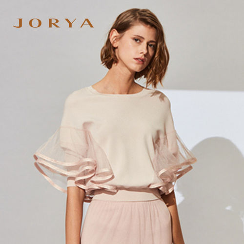 JORYA欣贺卓雅荷叶边装饰针织衫