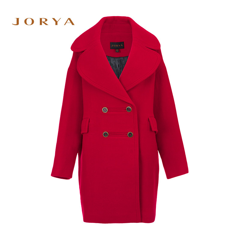 商场同款|JORYA秋冬新品翻领双排扣毛呢外套L1604902