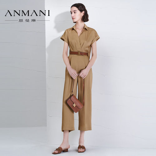 商场同款-ANMANI恩曼琳夏季新品短袖休闲直筒女连体裤N32A0303