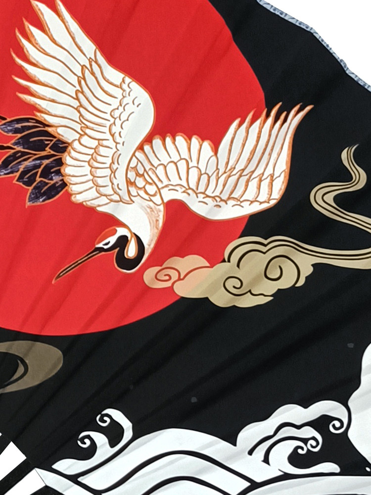 초대형 매달린 부채 고대 중국 상서로운 짐승 학 봉황 공작 잉어 국가 동향 장식 접는 부채 배경 벽걸이 부채