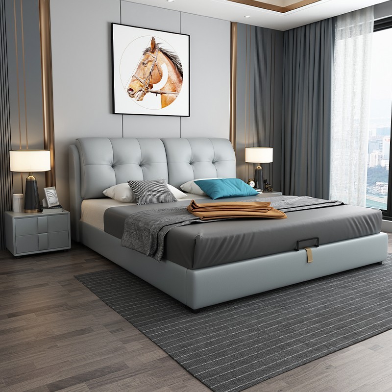 轻奢主卧双人床带储物皮床