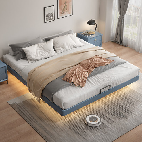 极简皮艺主卧双人悬浮床1.8m