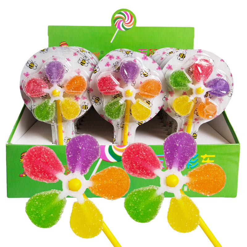 乐满屋五彩风车糖30支整盒发批水果味软糖儿童趣味糖棒棒糖小零食