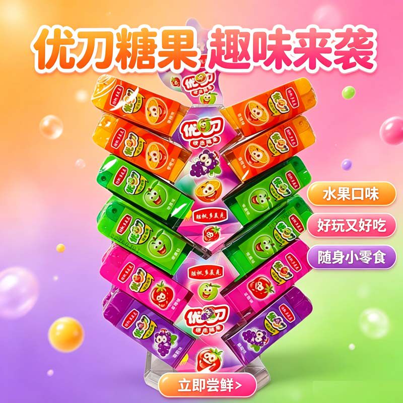 胜帆多美克创意糖果优刀硬质糖果混合装棒棒糖儿童水果糖网红零食