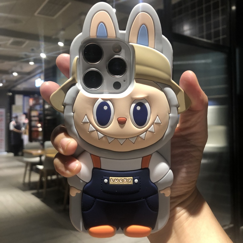 【香港代购】立体可爱背带拉布布适用iPhone16proMax手机壳苹果15 14 13全包防摔卡通软硅胶保护套
