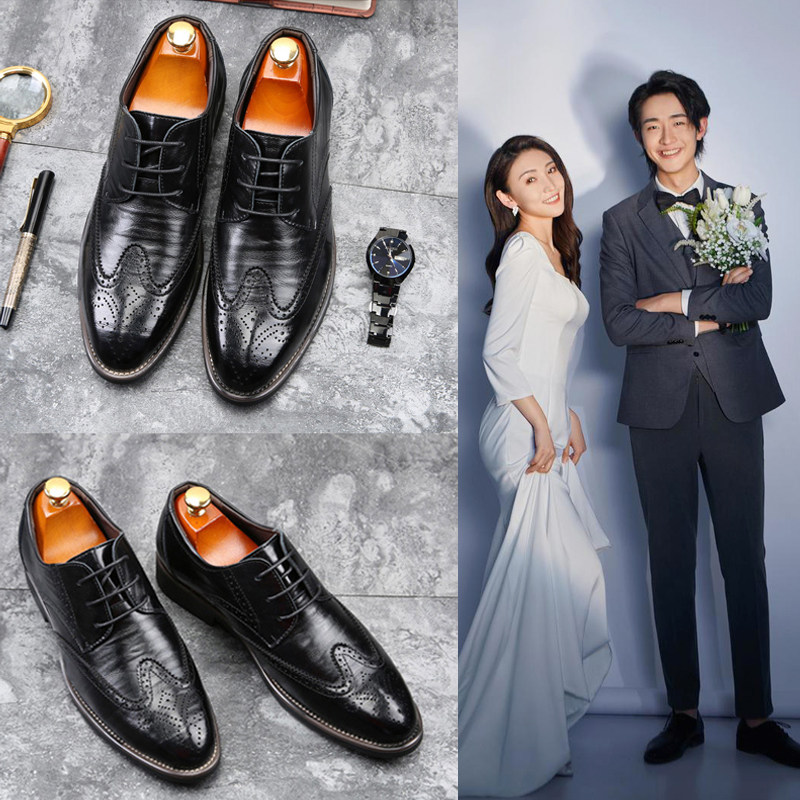 2026新郎结婚拍婚纱照礼鞋布洛克英伦商务休闲皮鞋男士配西装伴郎,流行男鞋,正装皮鞋,淘宝优惠券,粉丝福利购,淘宝优惠卷