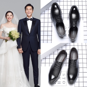2024新郎结婚拍婚纱照礼鞋韩版英伦商务休闲皮鞋男士配西装鞋伴郎