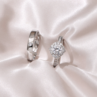 星河璀璨仿真微镶钻戒奢华结婚用的戒指婚礼仪式假道具活口一对