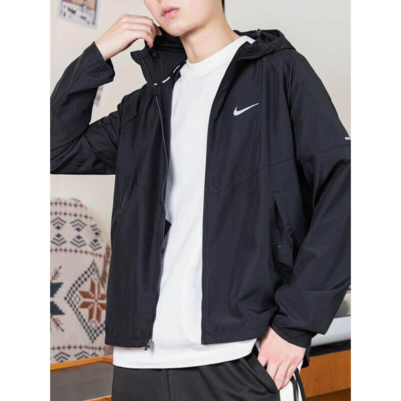 Nike耐克外套男士运动服薄款上衣连帽防风衣休闲服骑行服透气夹克