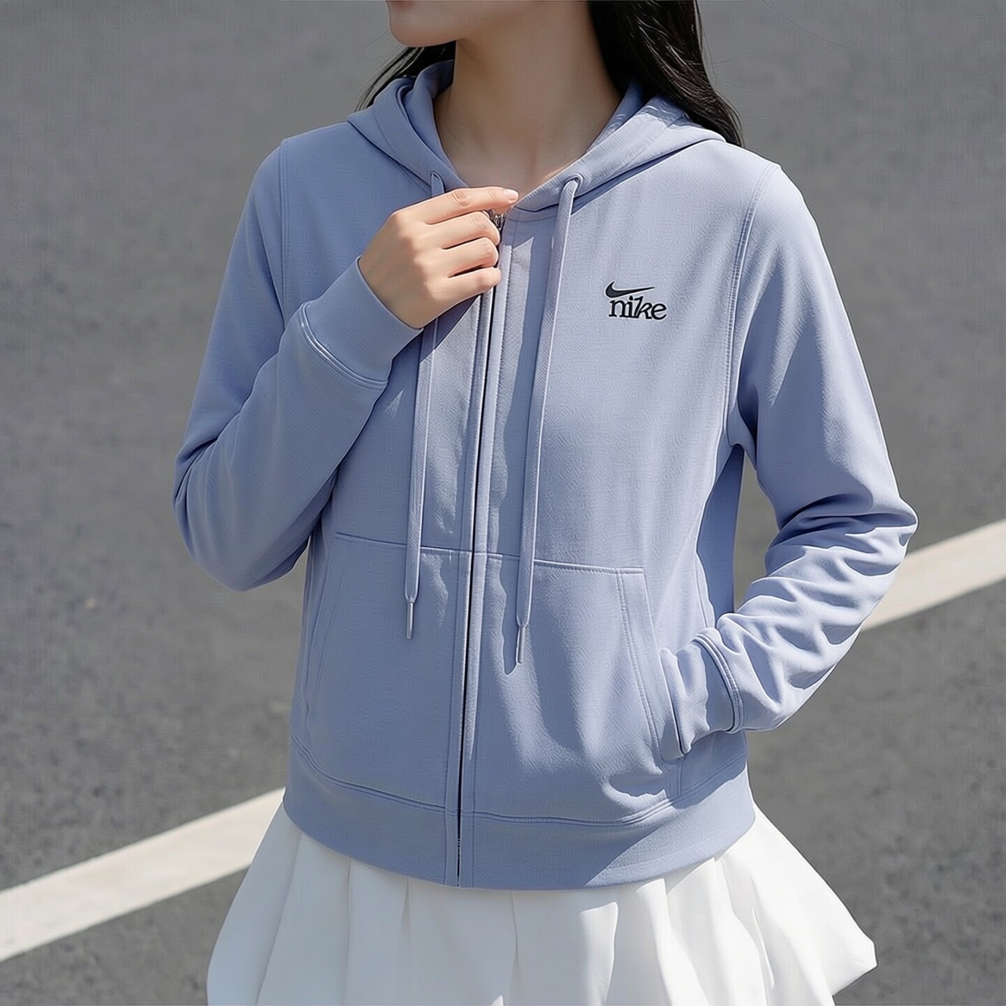 Nike耐克短款外套新款女士连帽夹克针织休闲运动服潮流时尚款上衣