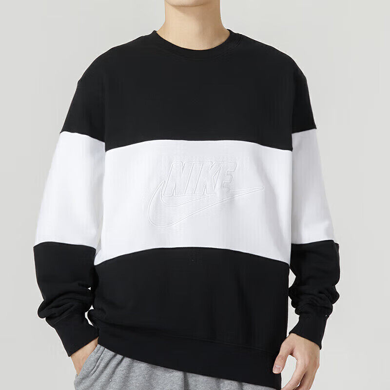 Nike耐克正品拼接卫衣秋正品运动服男圆领宽松套头衫正品休闲长袖