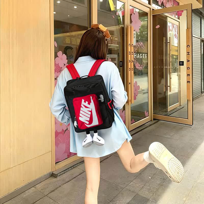 Nike耐克双肩包男女通用日系书包黑色防水运动背包复古双肩包