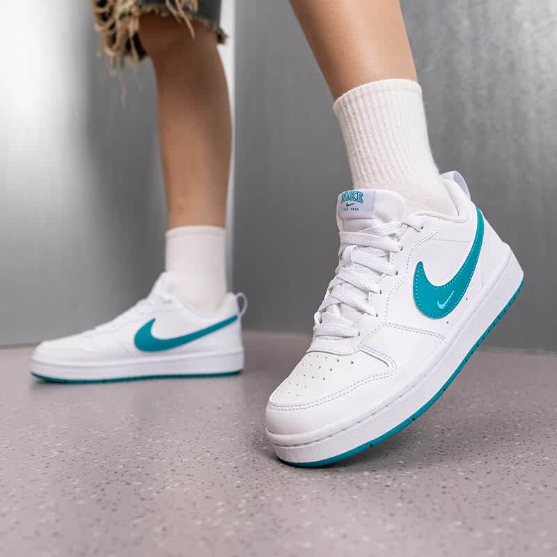 Nike耐克夏季新款白色蓝绿拼接板鞋女休闲运动风系带低帮鞋潮流
