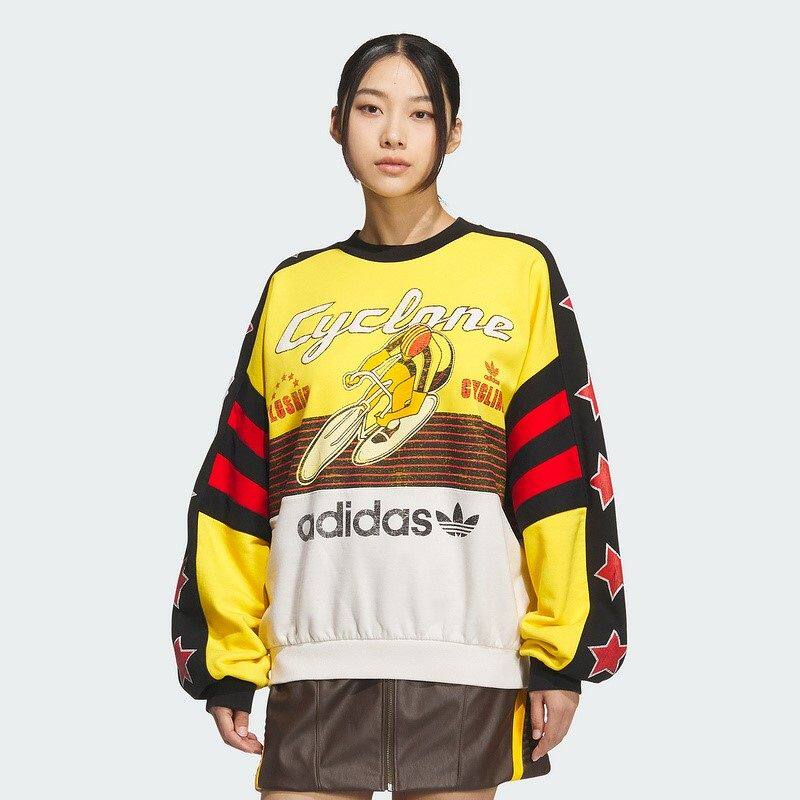 阿迪达斯三叶草男女装 潮流时尚印花宽松运动休闲圆领卫衣KG3145