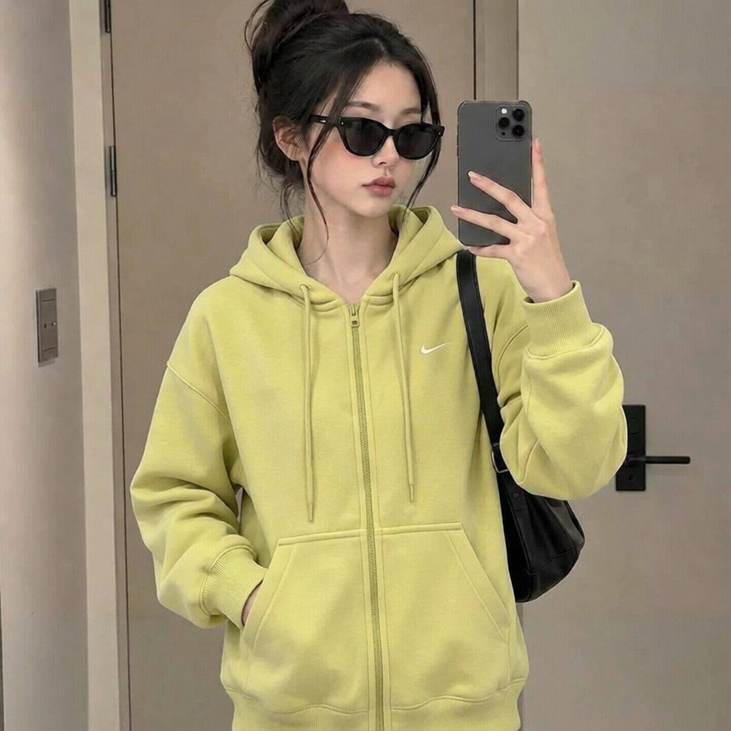 Nike耐克上衣2026年新款加绒外套宽松大码女装柳智敏同款运动夹克