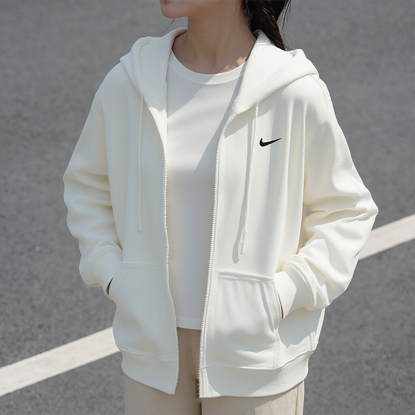 Nike耐克2026年新款女士外套针织毛圈上衣保暖连帽夹克运动风卫衣