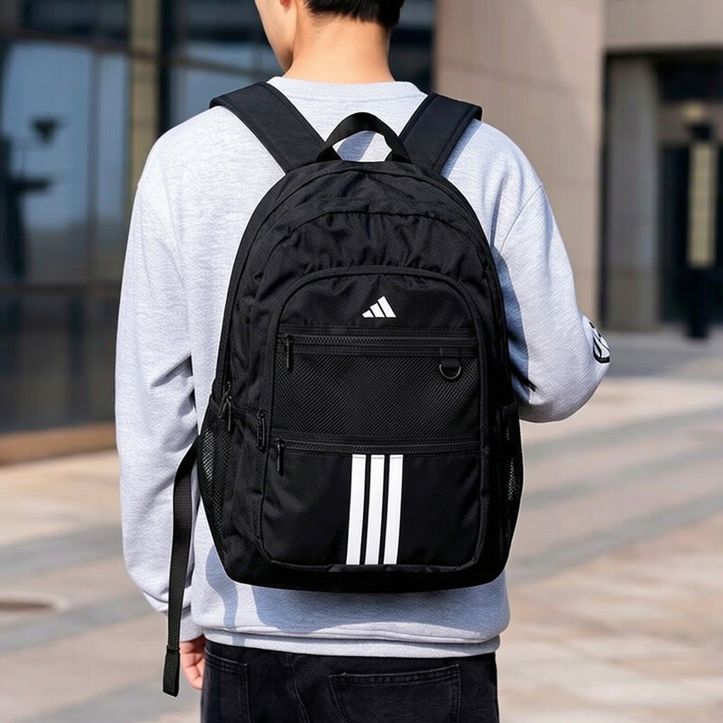 Adidas书包男女包正品黑色运动大容量旅行休闲揹包初高中双肩包