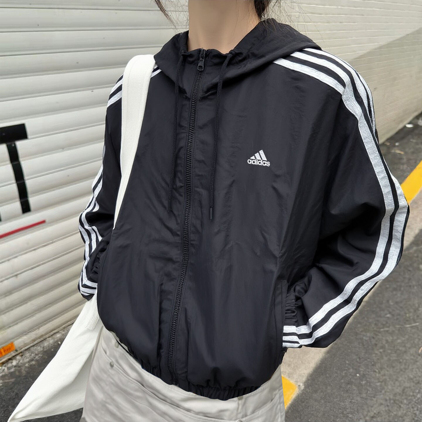 阿迪达斯棒球服女美式连帽外套秋季正品复古百搭宽松短款上衣夹克