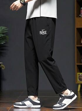 Nike耐克裤子速干跑步九分裤薄款透气运动裤新款直筒裤男士休闲裤