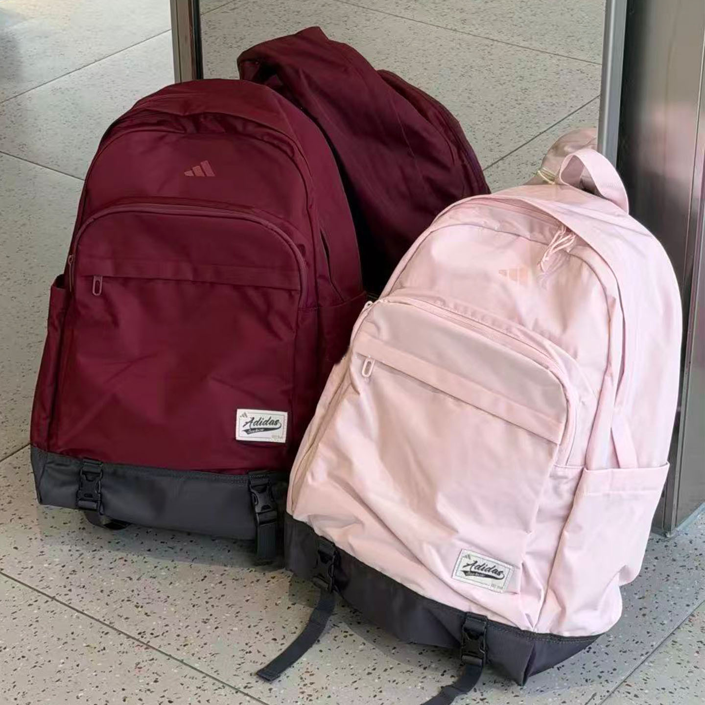 正品adidas阿迪达斯书包男女正品粉色休闲韩版旅行大学生双肩包女