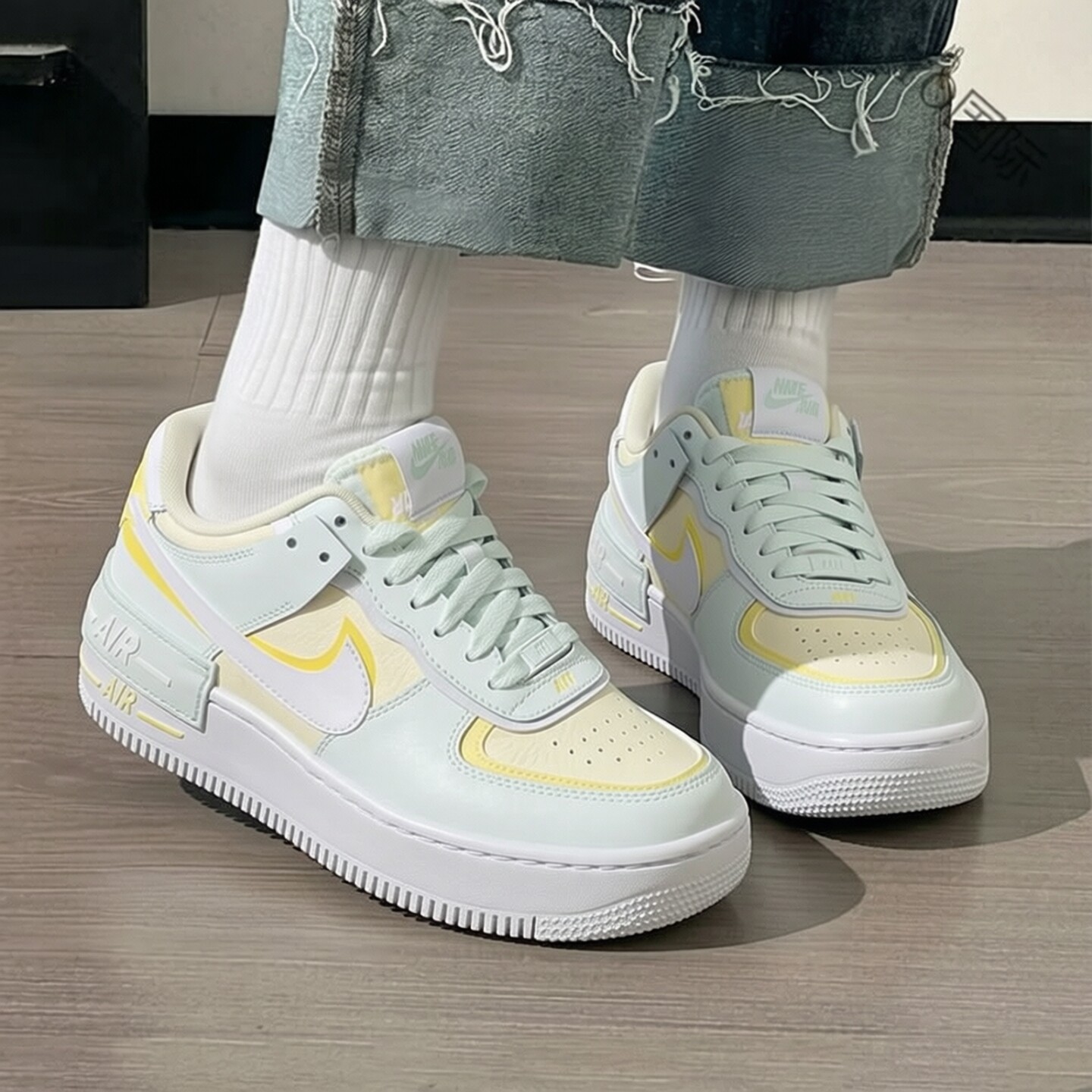 Nike耐克鞋子空军一号板鞋厚底增高运动鞋新款女鞋马卡龙色休闲鞋