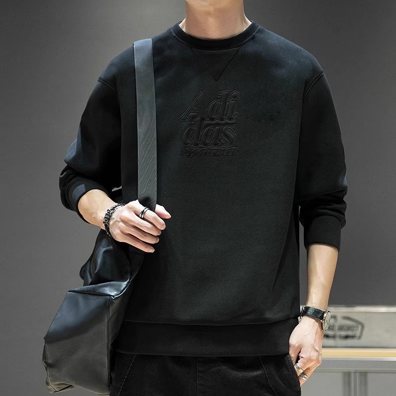 阿迪达斯男装春季正品宽松运动服外套黑色大码上衣男士卫衣套头衫