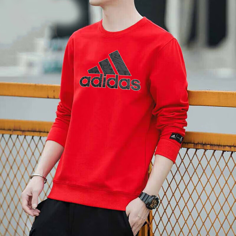 阿迪达斯红色卫衣男装秋冬新年款本命年运动服休闲长袖上衣GQ8839