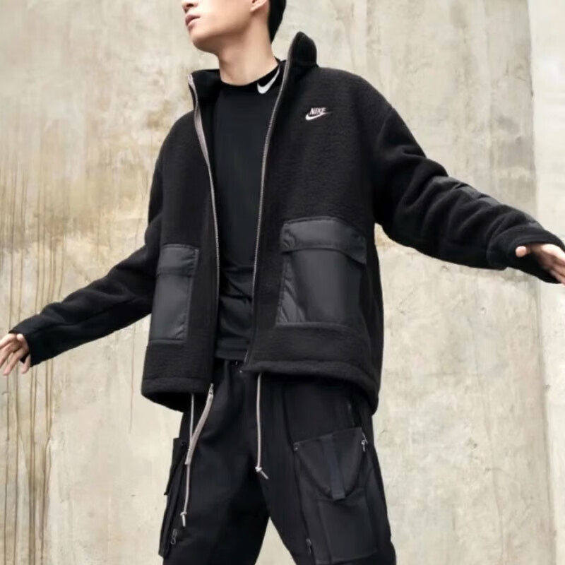 Nike耐克冬季厚款羊羔绒外套男保暖运动夹克防风休闲上衣潮DV8183