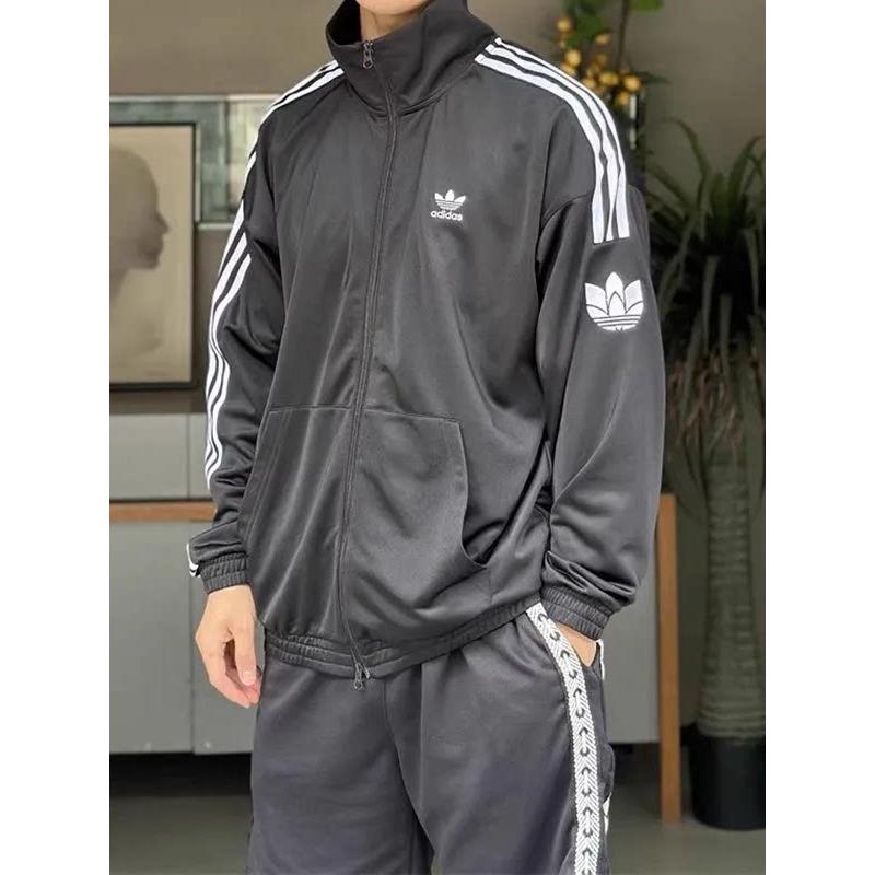 阿迪达斯三叶草外套男士春季时尚潮流运动服立领防风休闲夹克男