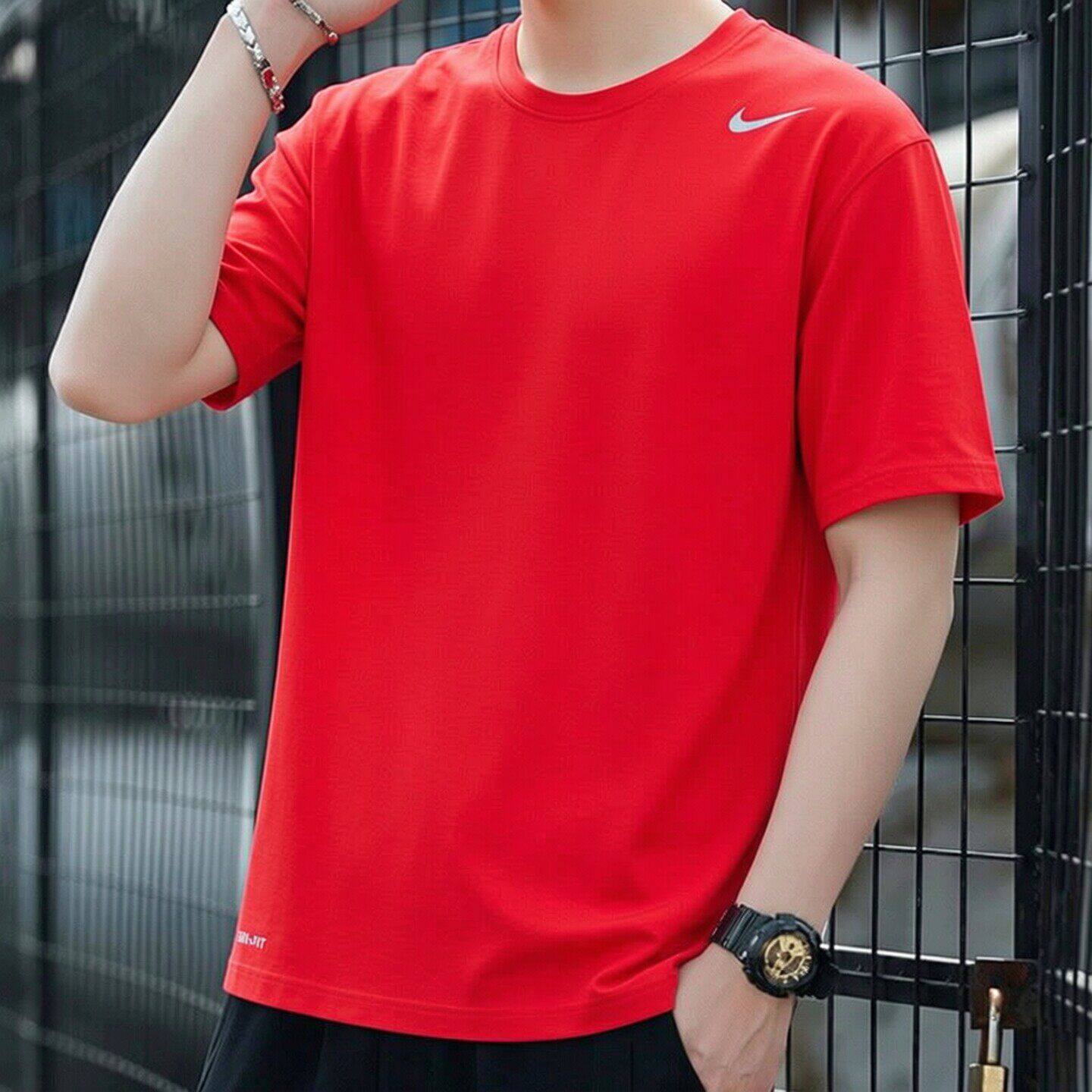 Nike耐克正品红色短袖冰丝速干T恤2026年新款男士运动上衣健身衣