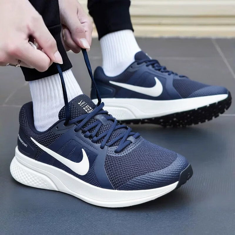 Nike耐克新款正品跑步鞋男鞋轻便透气减震运动鞋深蓝色休闲鞋潮流