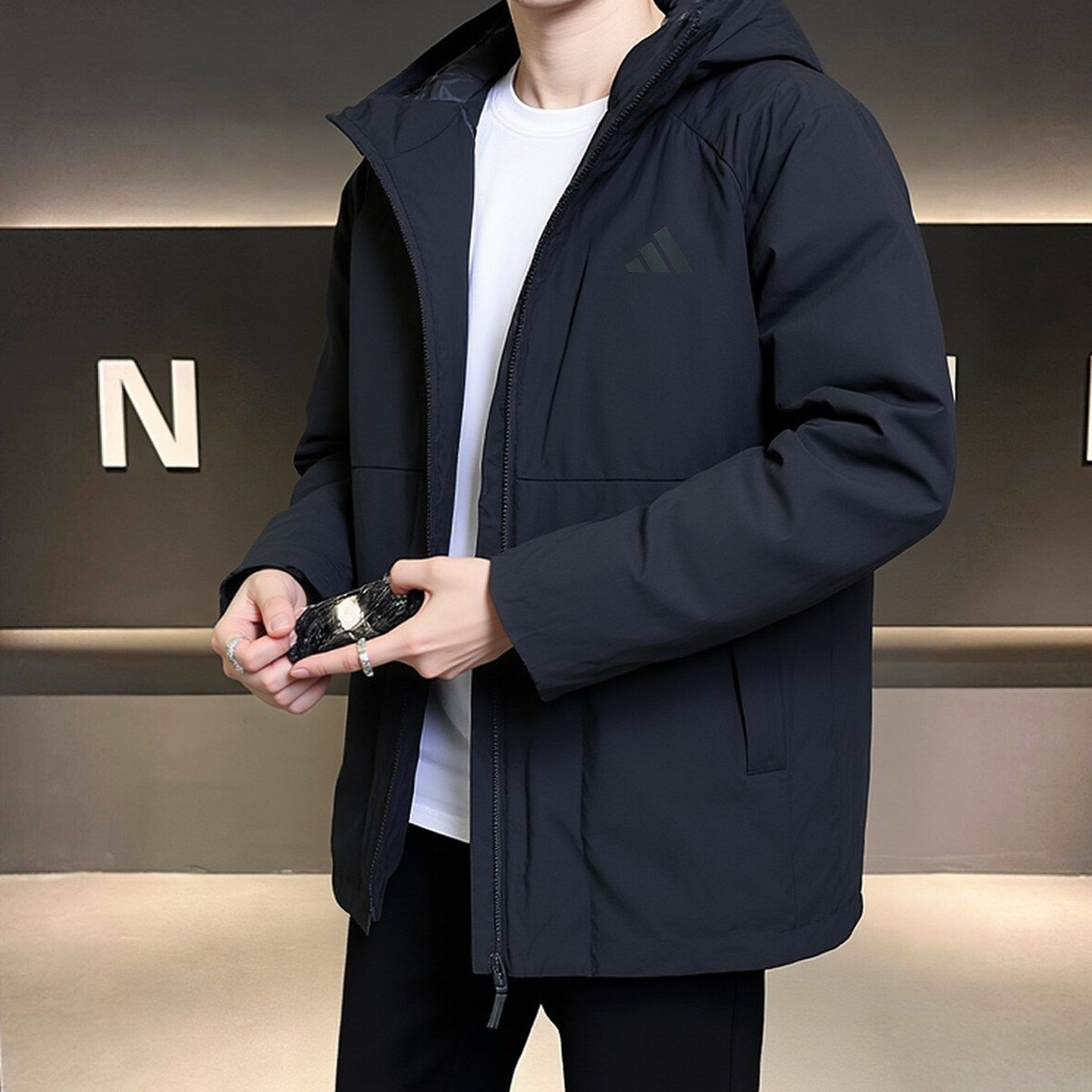 adidas羽绒服男夹克冬防风户外加厚男士保暖抗寒美式宽松鸭绒外套