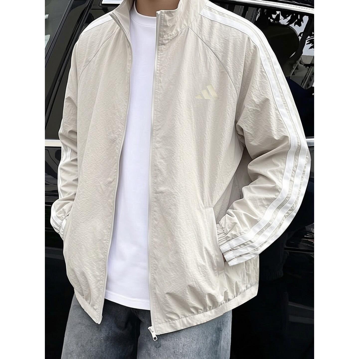 阿迪达斯棒球服男外套秋季正品运动三条纹篮球宽松复古纯色夹克男