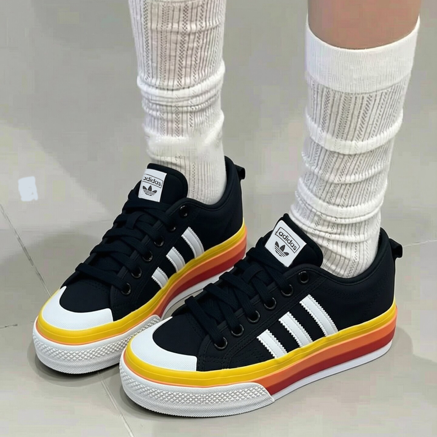 adidas阿迪达斯三叶草帆布鞋女秋季正品厚底增高板鞋休闲鞋女鞋