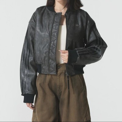 阿迪达斯三叶草女装 经典百搭复古休闲立领夹克外套KC2656 KC2655